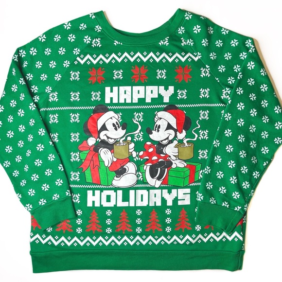 Disney Tops - Disney Sweatshirt Mickey Mouse Holiday Juniors 11 13